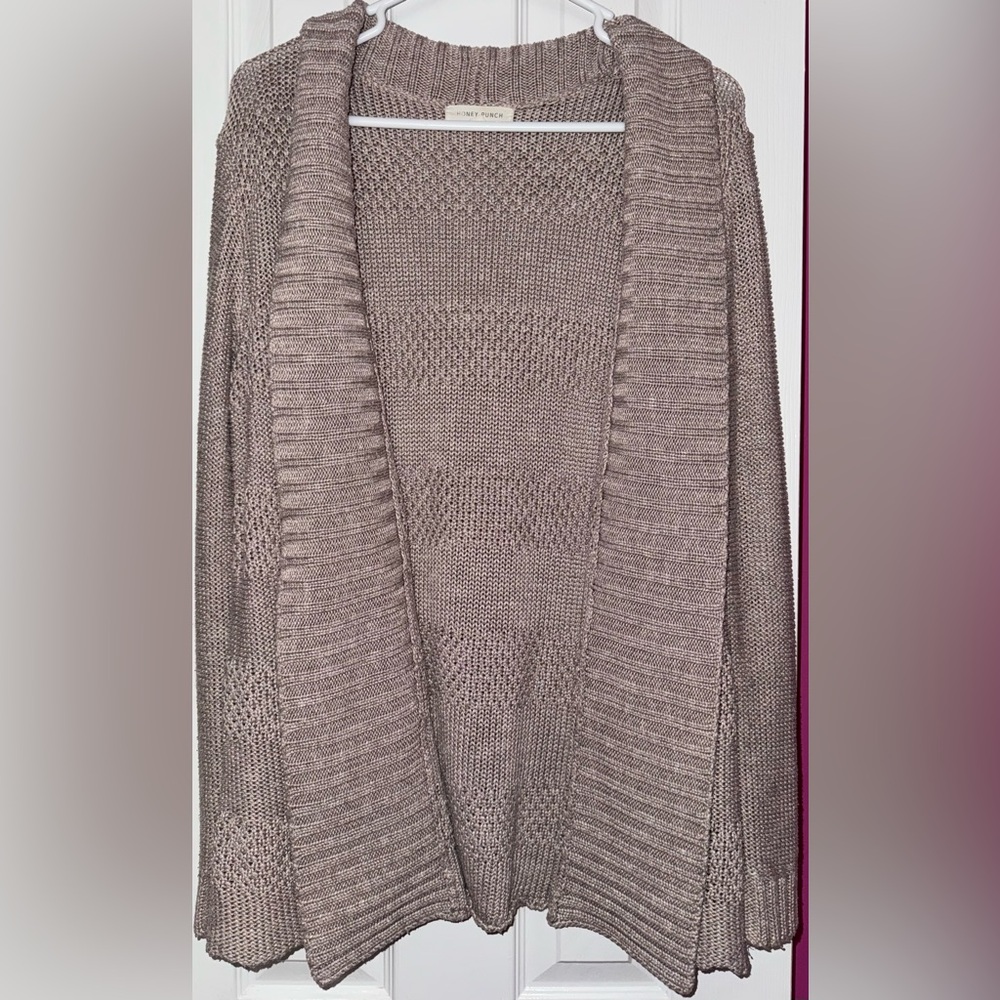 Honey Punch Taupe Open-Front Cardigan